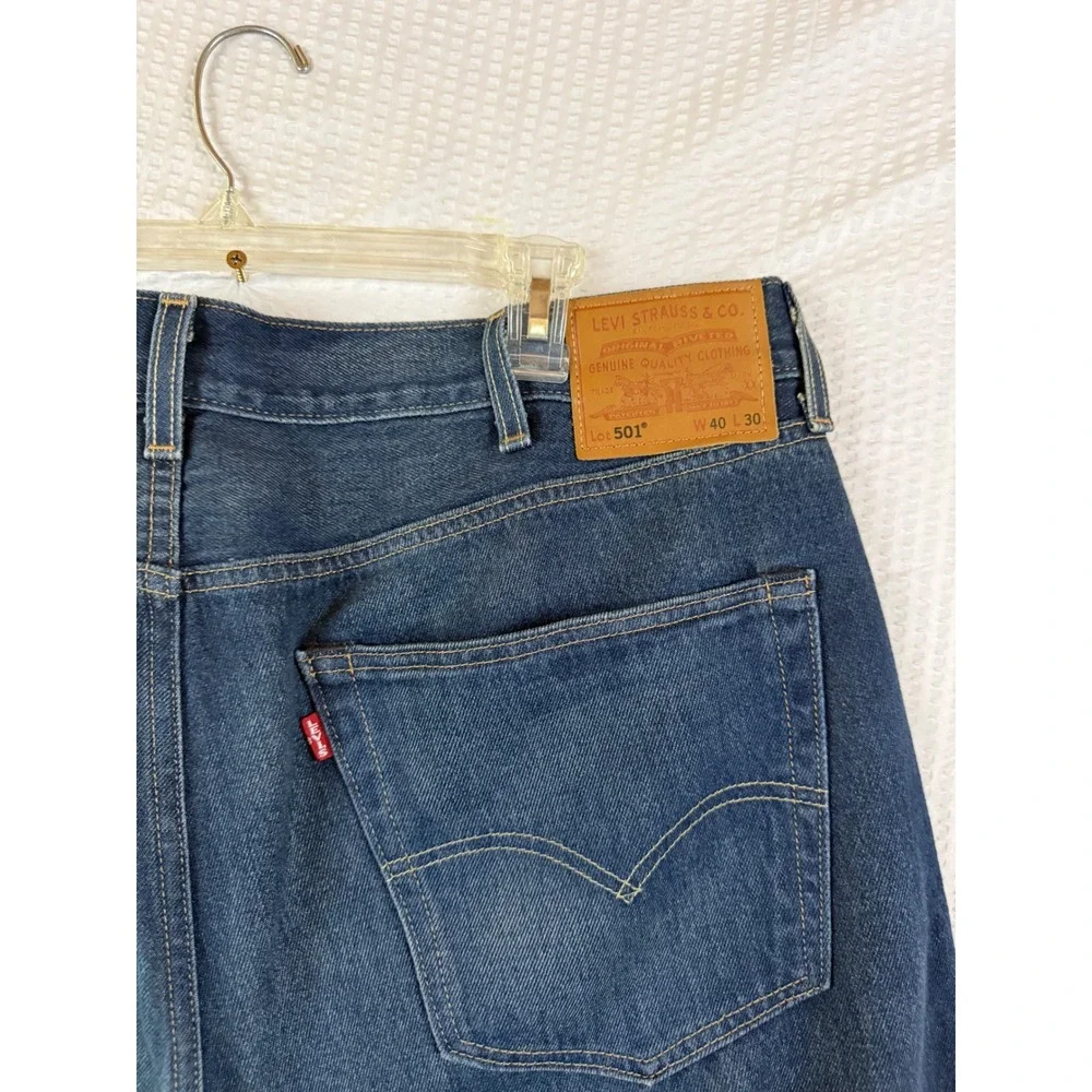 Levis 501 Original Fit Mens Dark Wash Straight Leg Button Fly Jeans 40x30